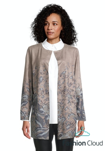 BETTY BARCLAY CARDIGAN MANCHE 3/4 SANS ATTACHE TAUPE IMPRIMÉ GRIS
