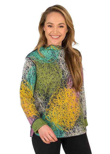 TRISHA TYLER HAUT MOCK NECK REVERSIBLE MULTI SPIRALE
