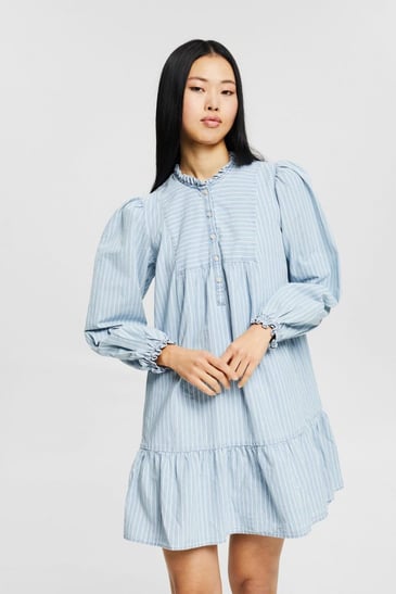 ESPRIT ROBE EN JEANS LIGNE A MANCHE LONGUE COL AU COU AVEC BOUTONS