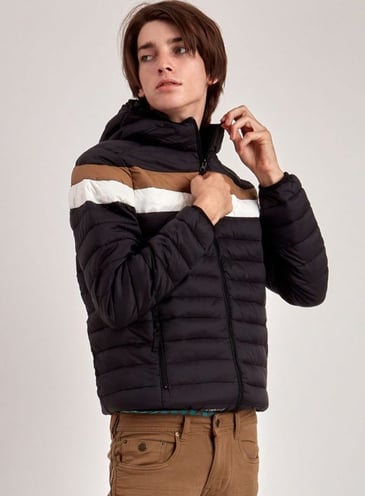 POINT ZÉRO HOMME MANTEAU MI-SAISON MATELASSÉ AVEC CAPUCHON NON-AMOVIBLE