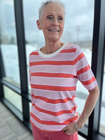 GERRY WEBER T-SHIRT COL ROND RAYE ORANGE ROSE
