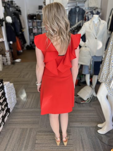 MOLLY BRACKEN ROBE ROUGE BRETELLE BOUFFANTE Specialites Feminines et Masculines