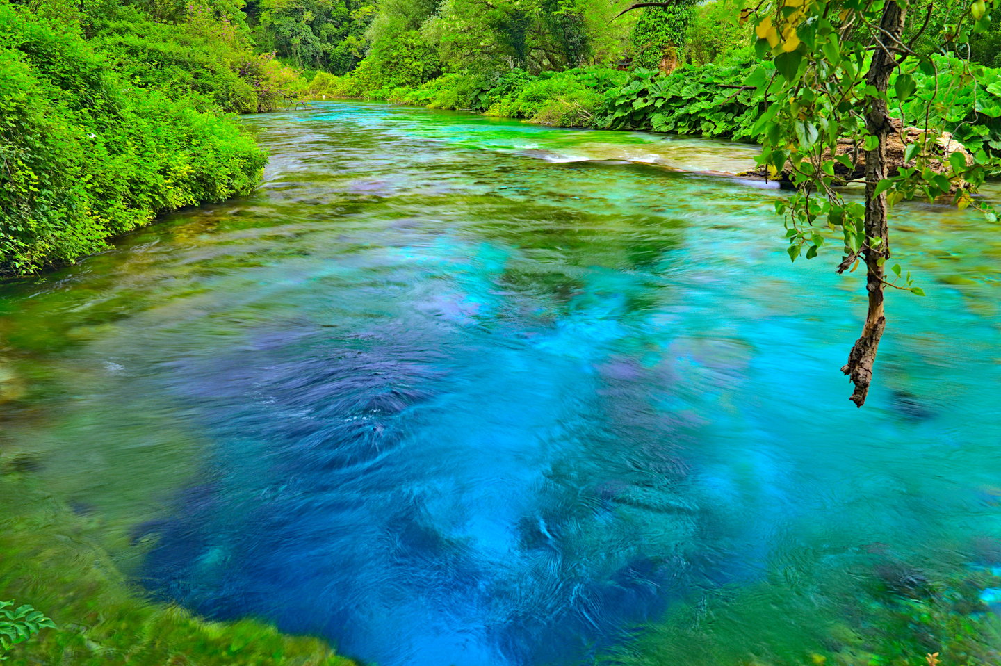 Syri i Kalter or Blue Eye, a natural spring in Albania
