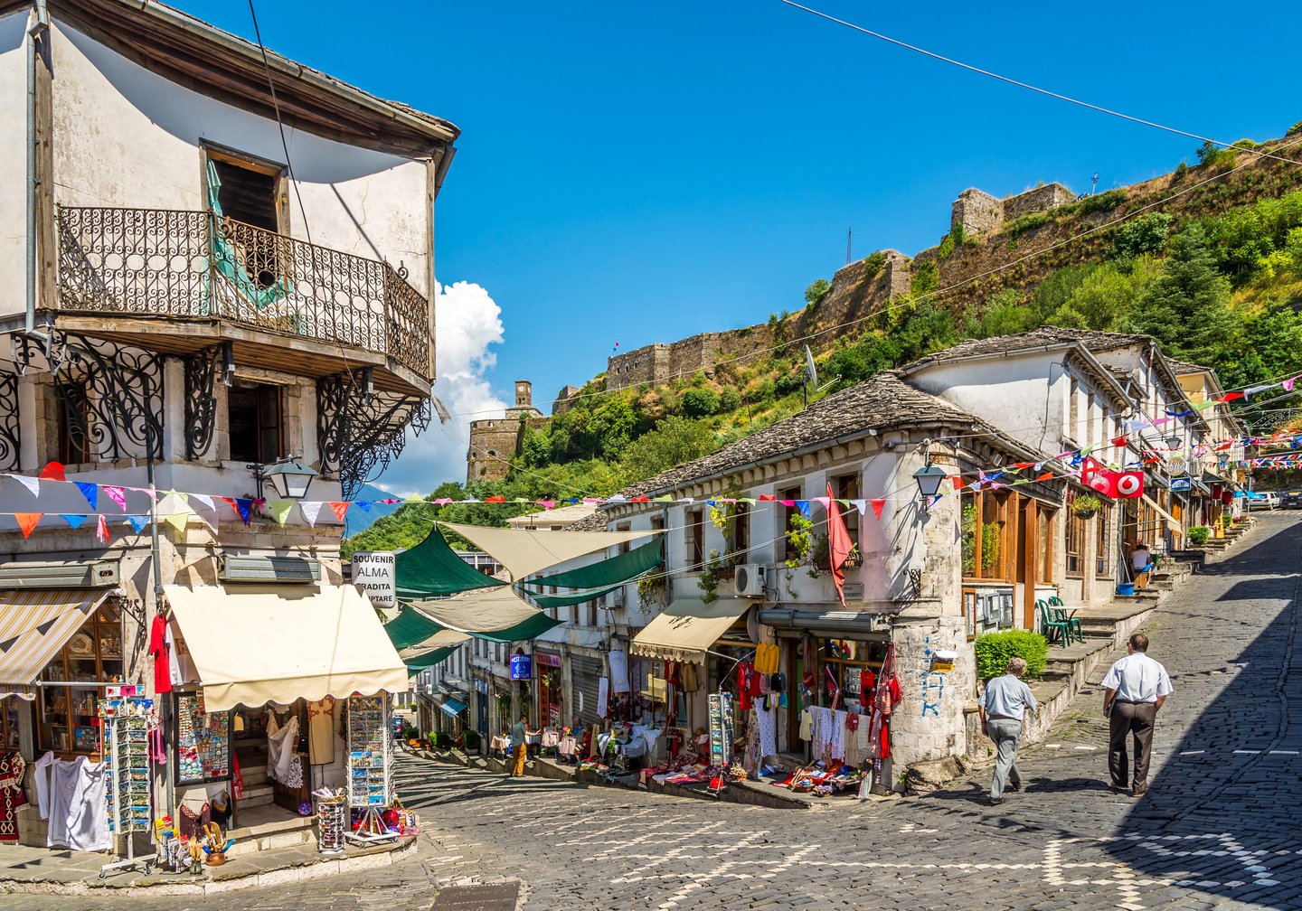 In the streets of Gjirokaster, Albania