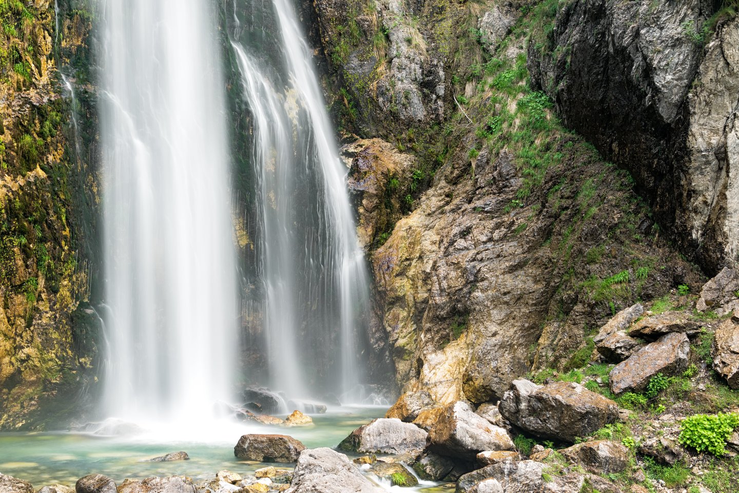The beautiful Grunas Waterfall near Theth, Albania