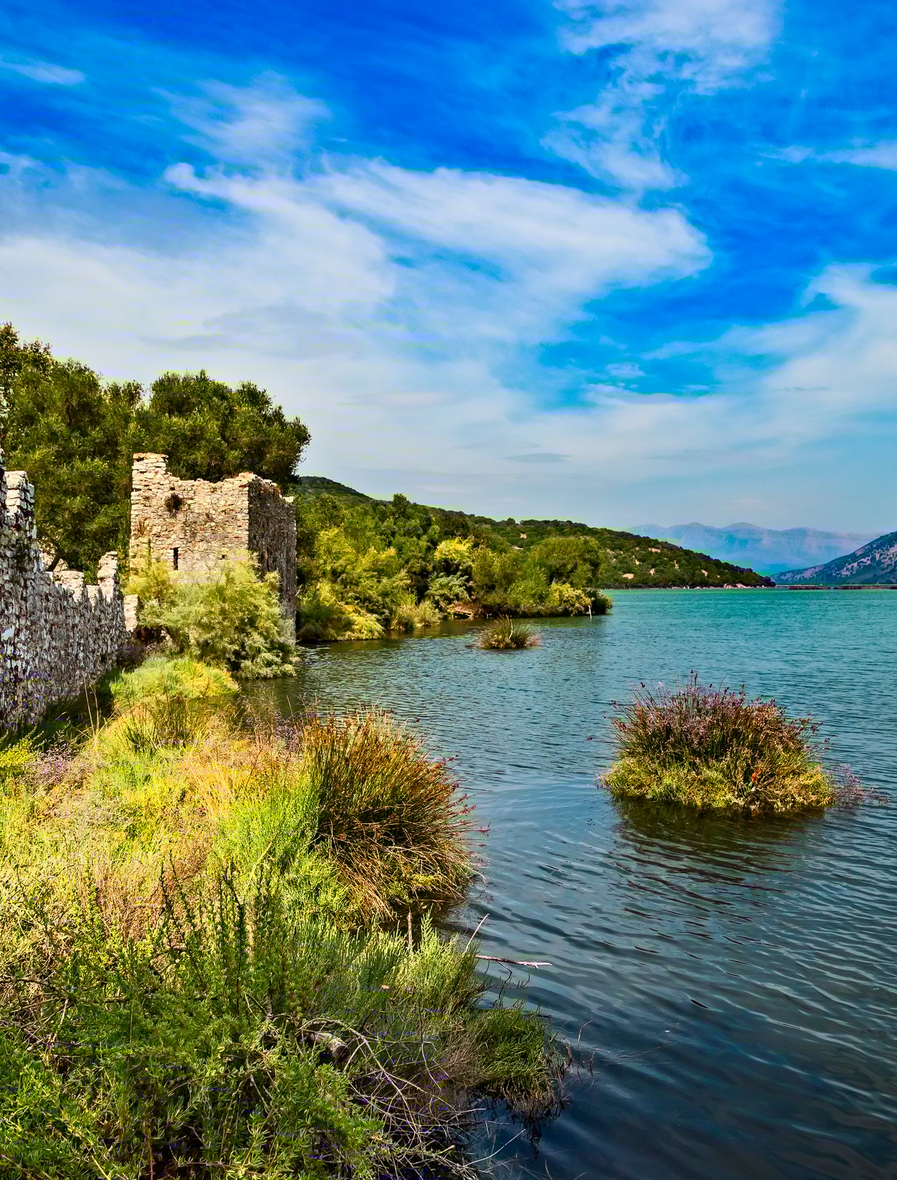 Ruins on the shores of Lake Butrint, a salt lagoon in Albania.