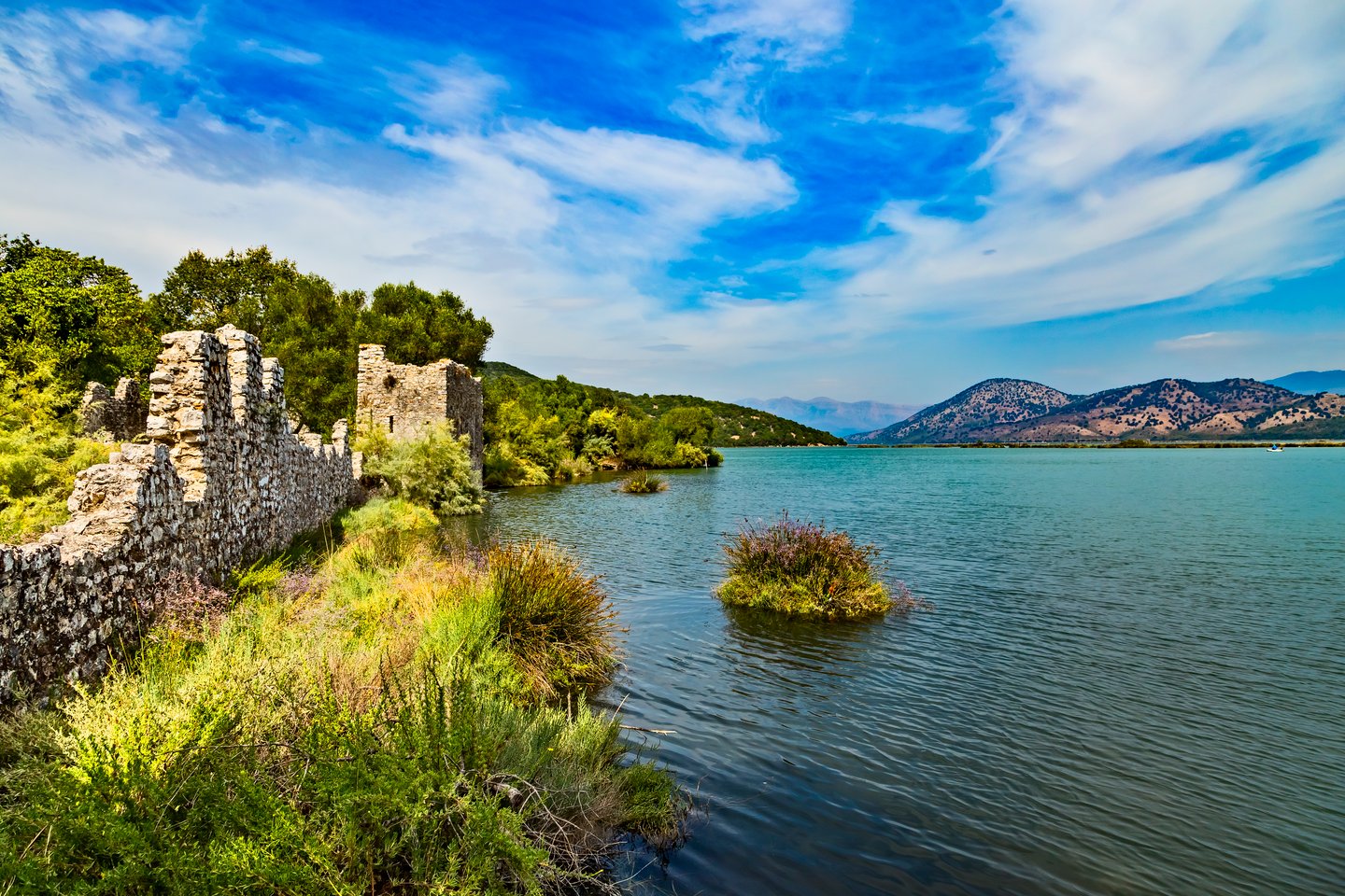 Ruins on the shores of Lake Butrint, a salt lagoon in Albania.