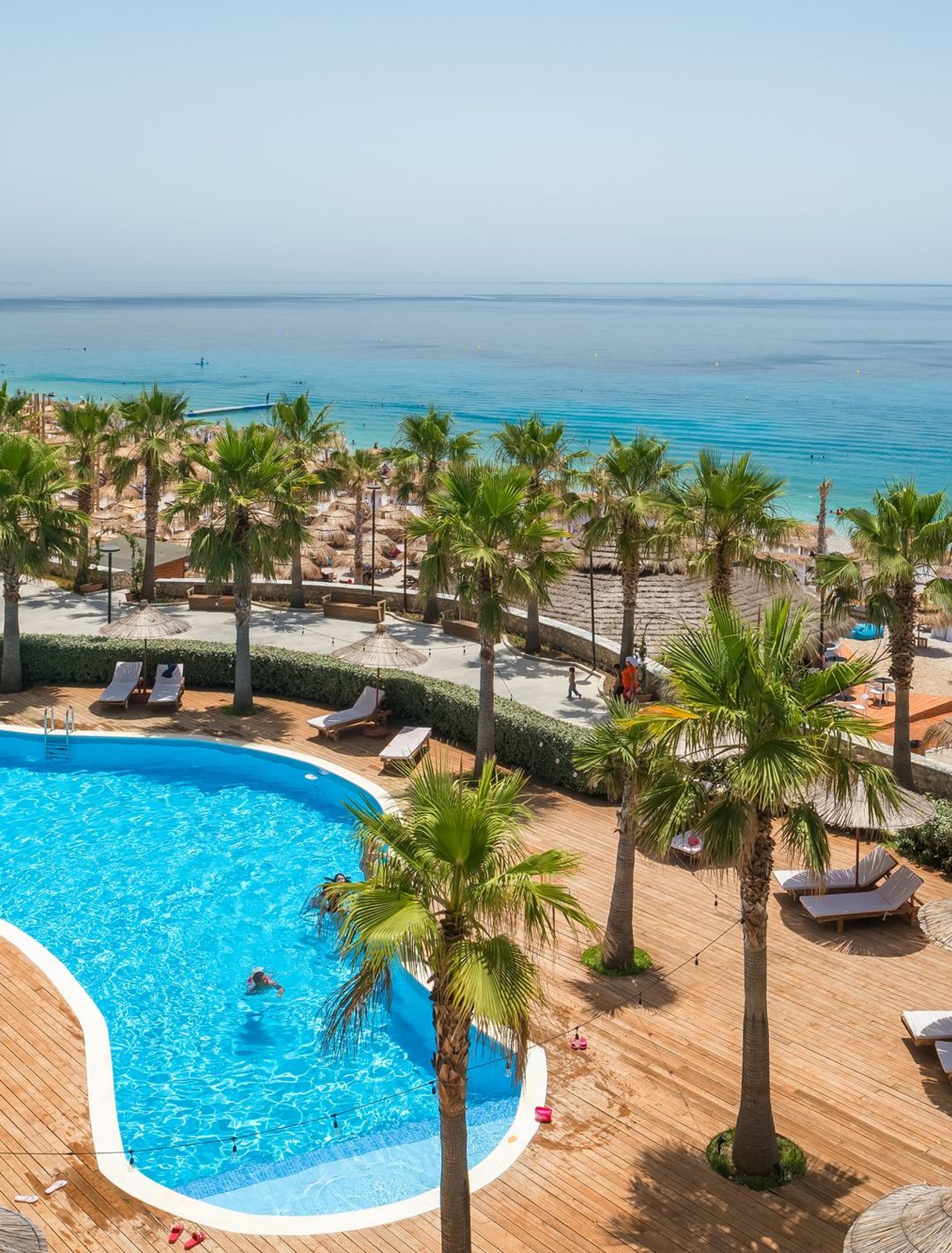 The pool area of a resort in Albania.