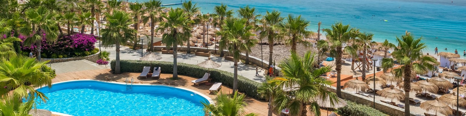 The pool area of a resort in Albania.