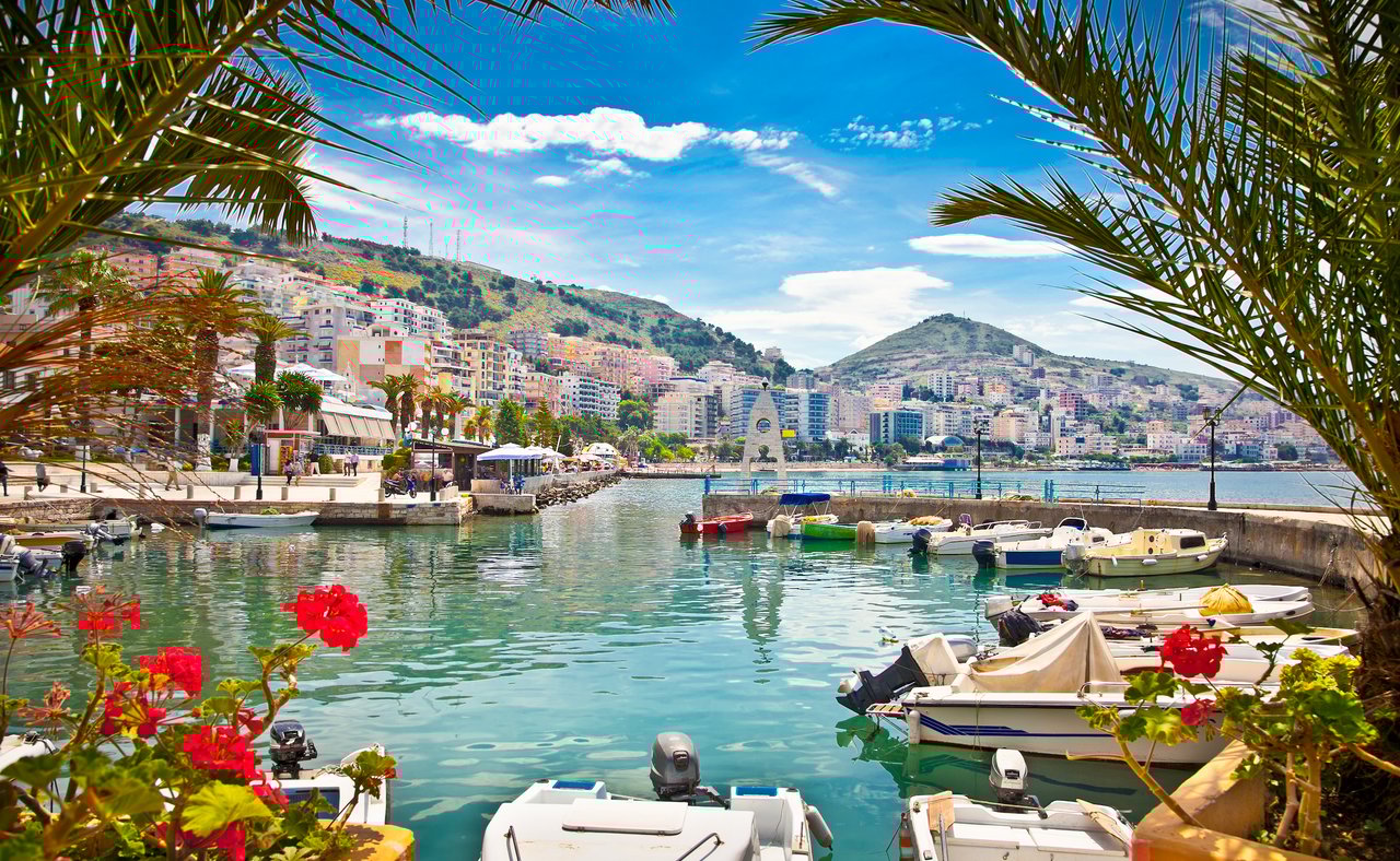 Saranda's city port to the Ionian Sea