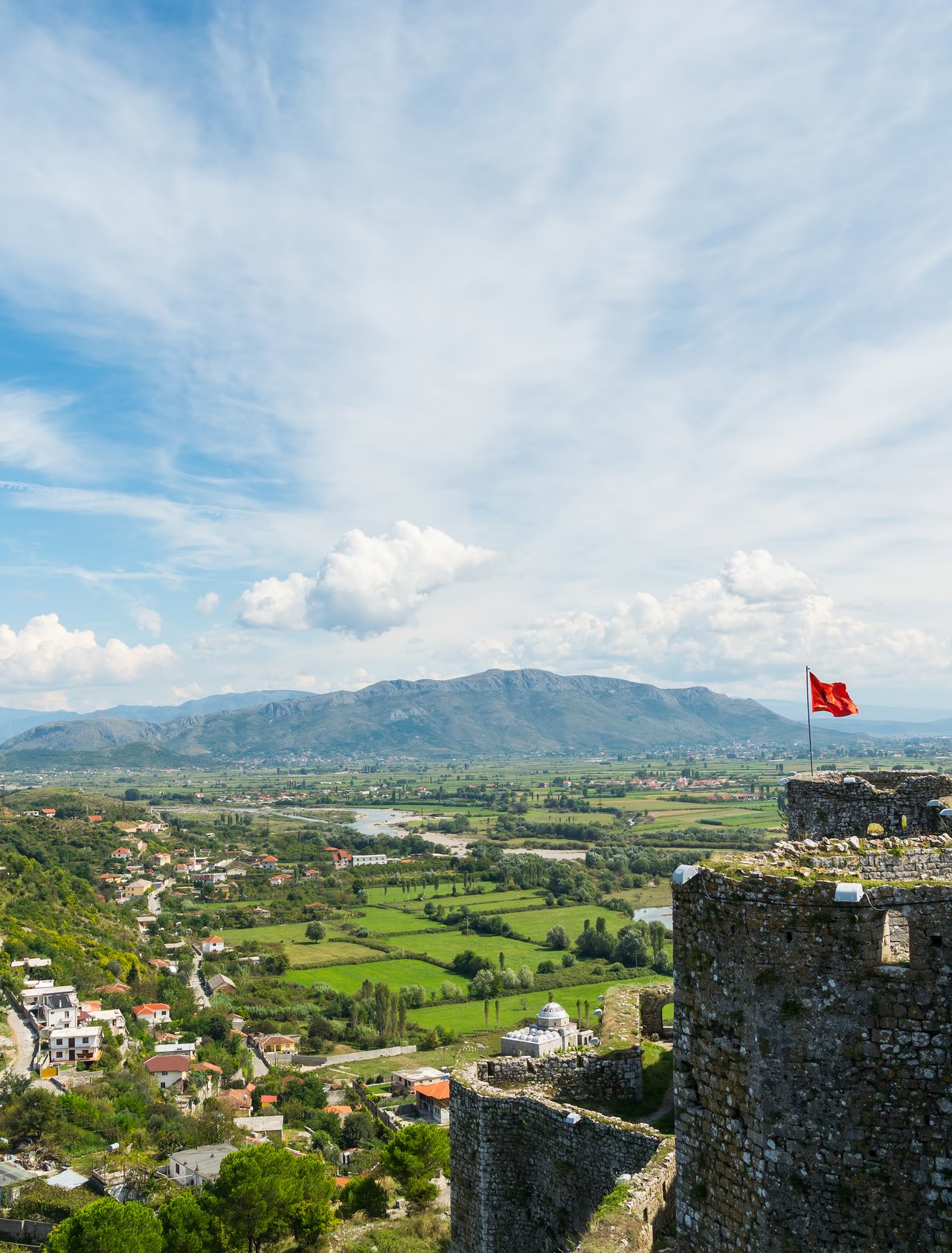The tower and view of Rozafa Castle in Shkoder, Albania