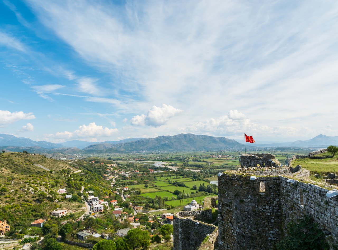 The tower and view of Rozafa Castle in Shkoder, Albania