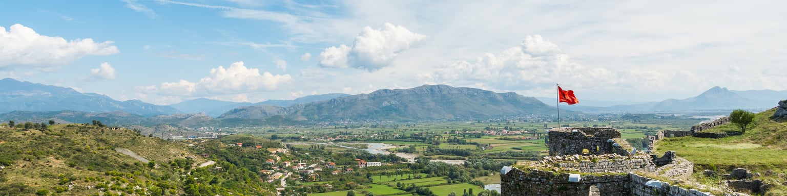 The tower and view of Rozafa Castle in Shkoder, Albania