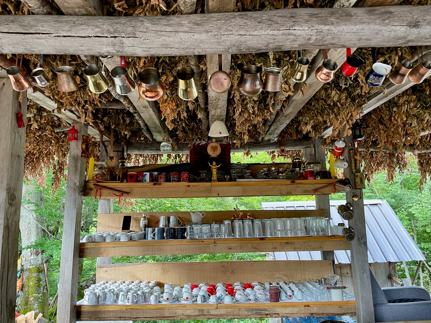 A rustic coffee shop on the Theth-Valbona trek in Albania