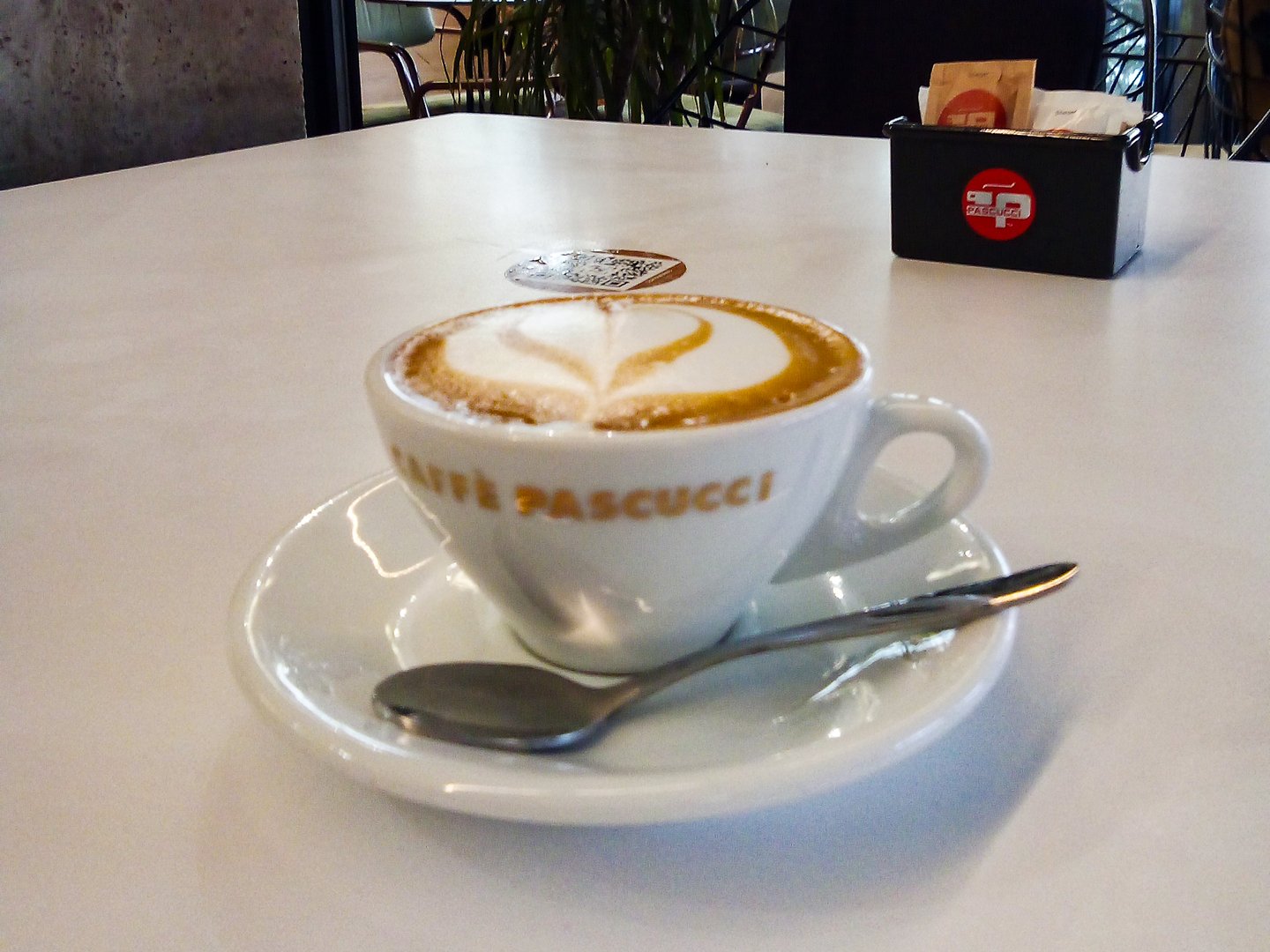 A cup of coffee in a cafe in Vlore, Albania.