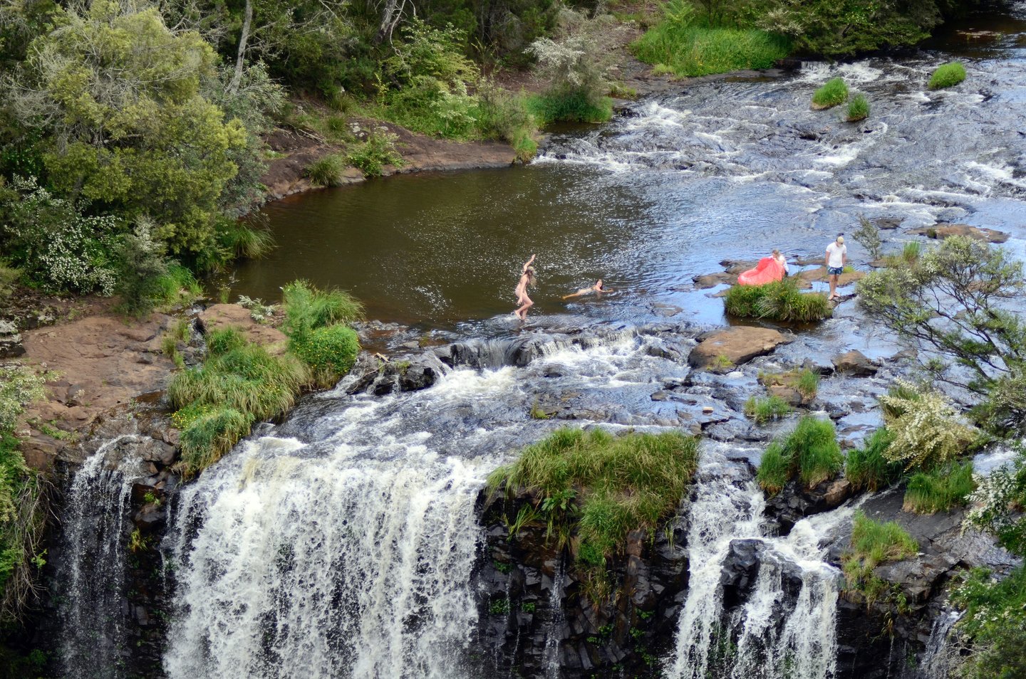 Swimming above the Dangar Falls in Dorrigo National Park, Australia