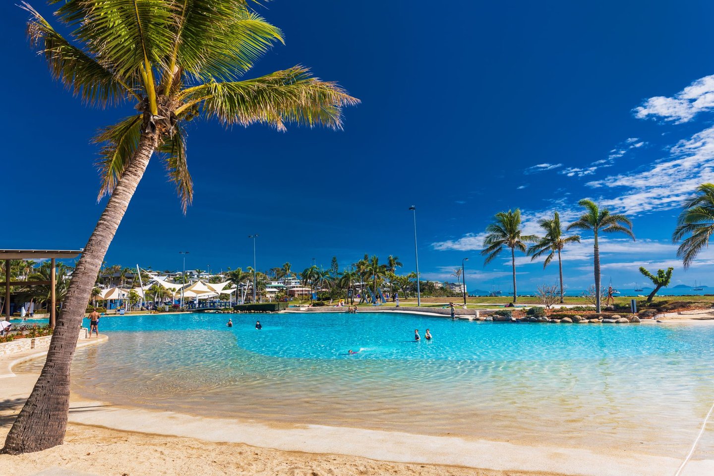 People swimming in the lagoon at Airlie Beach, Australia