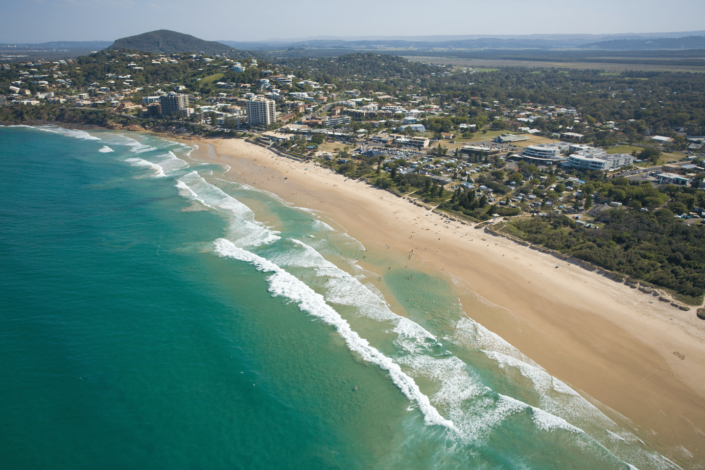 Aerial photo of Coolum Beach Australia.