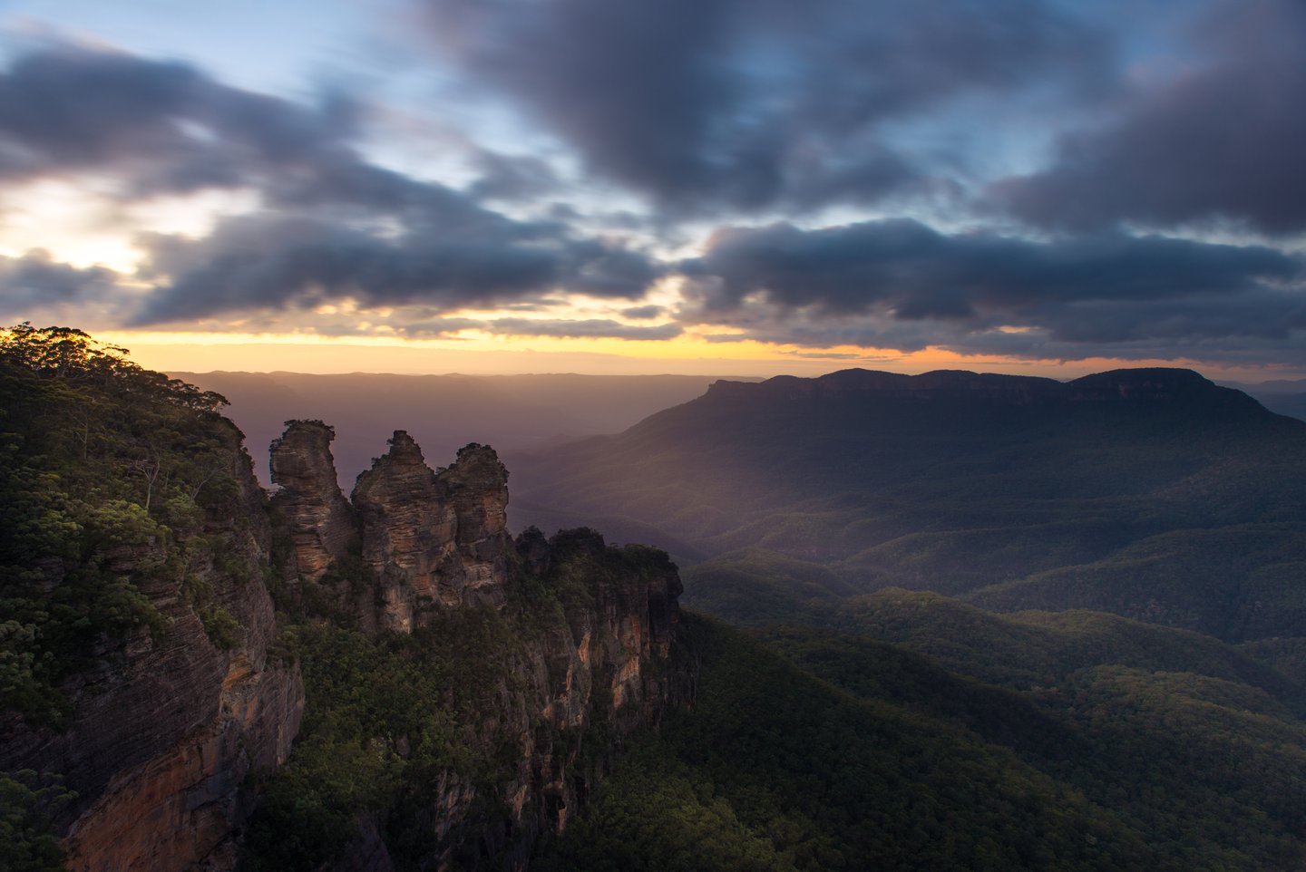 The sunrise over the Blue Mountains near Sydney, Australia