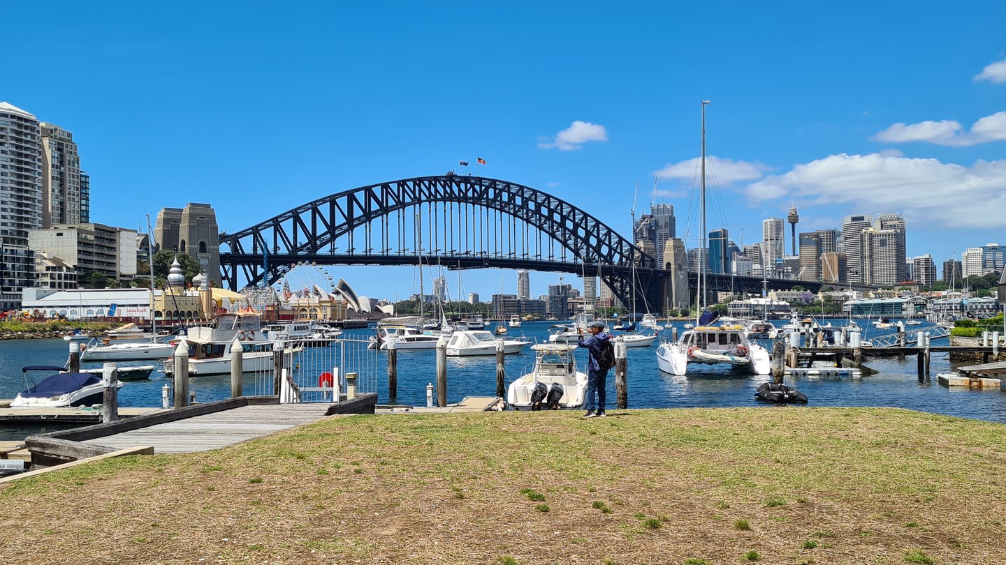 A walkway leading up to Sydney Harbour