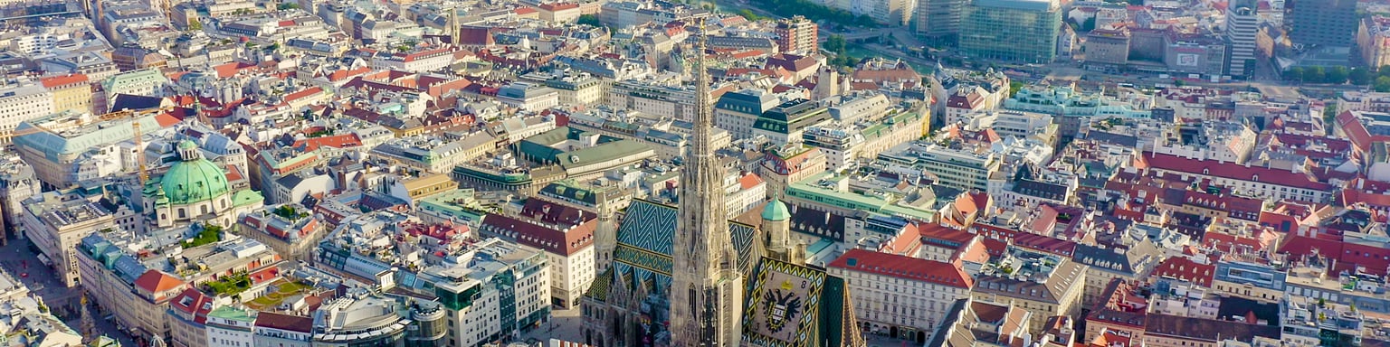 An aerial view of Vienna and the Stephansplatz