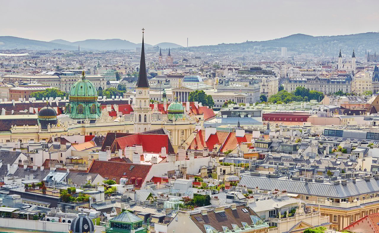 An aerial view of Vienna's historic centre