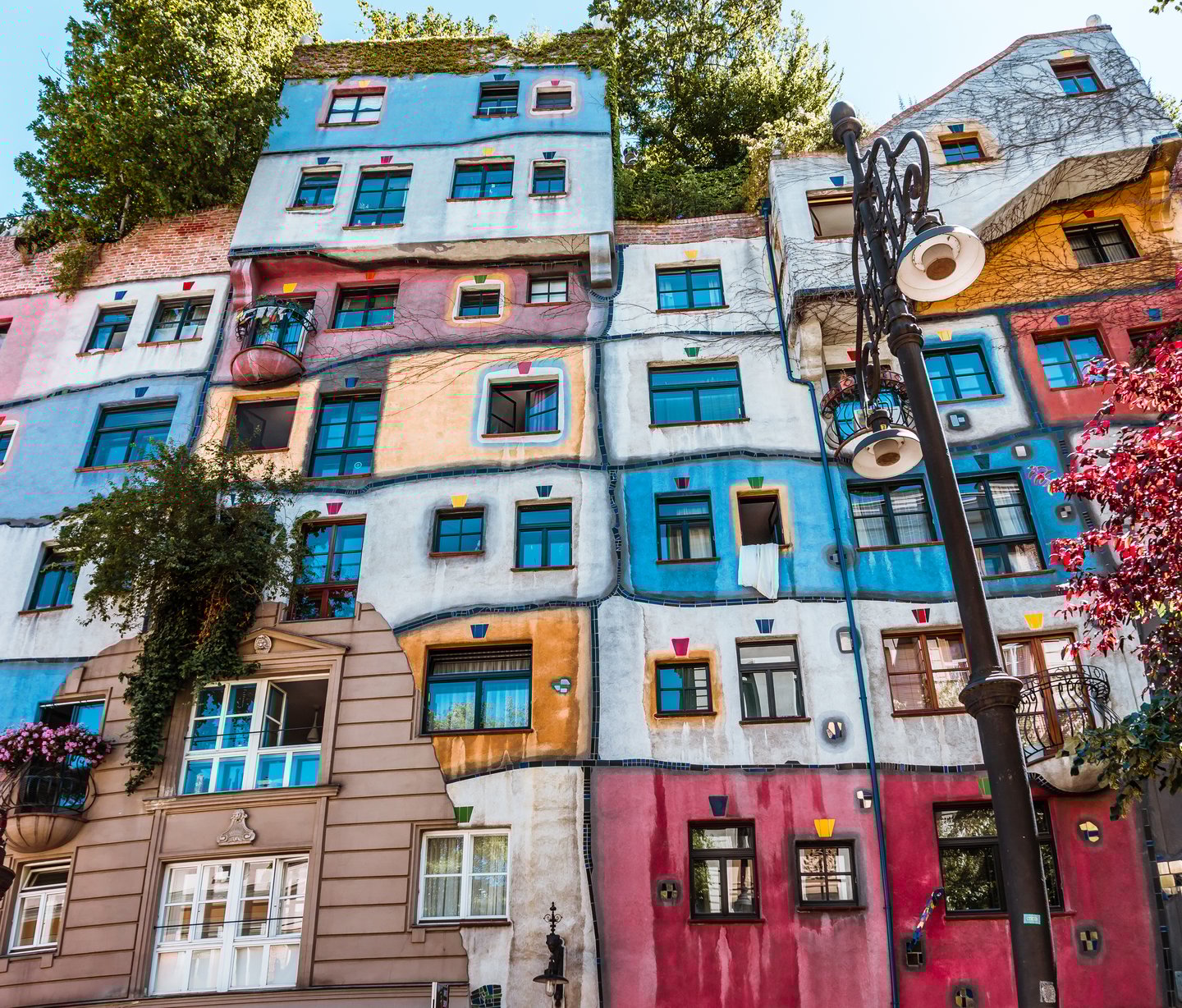 The colourful Hundertwasser house in Vienna, Austria