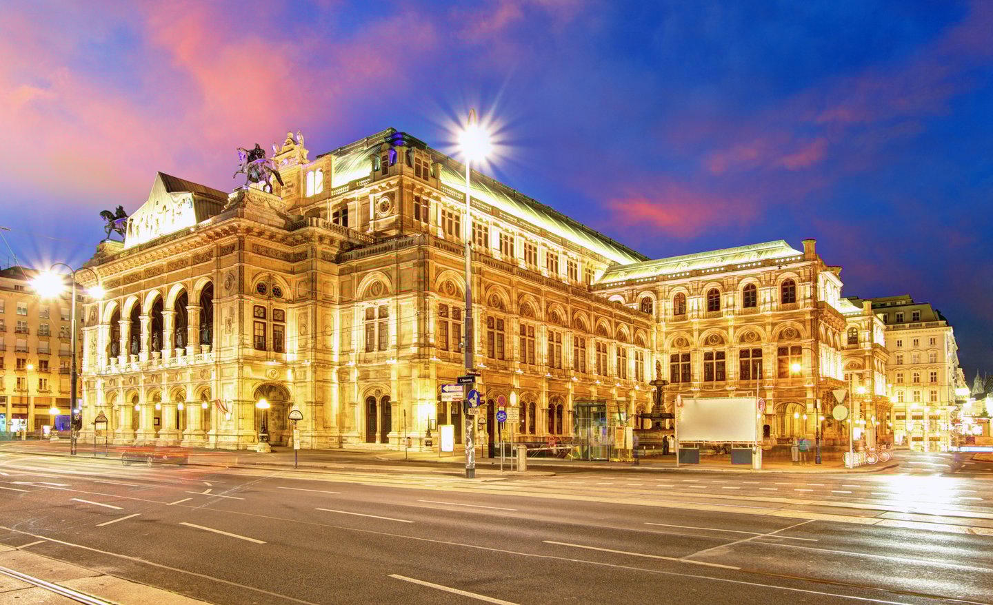 The Opera House in Vienna at night