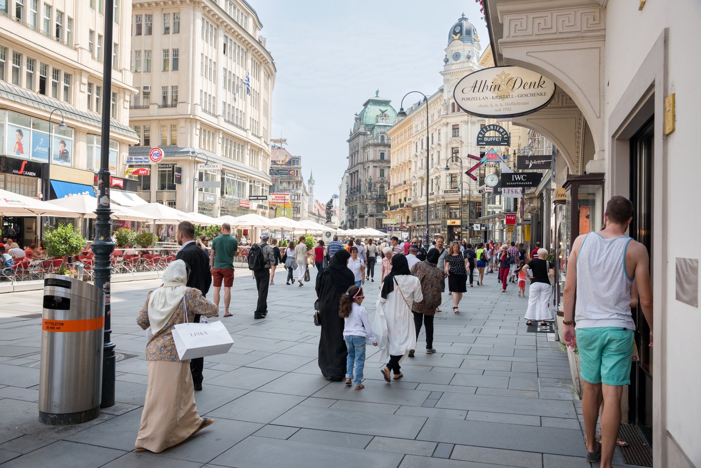 People walking down the street in central Vienna
