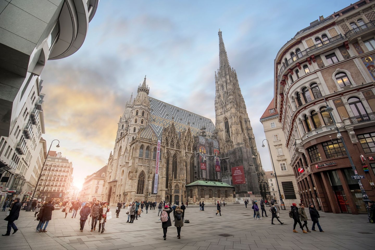 Stephansplatz, a major square in Vienna, with the cathedral in the centre
