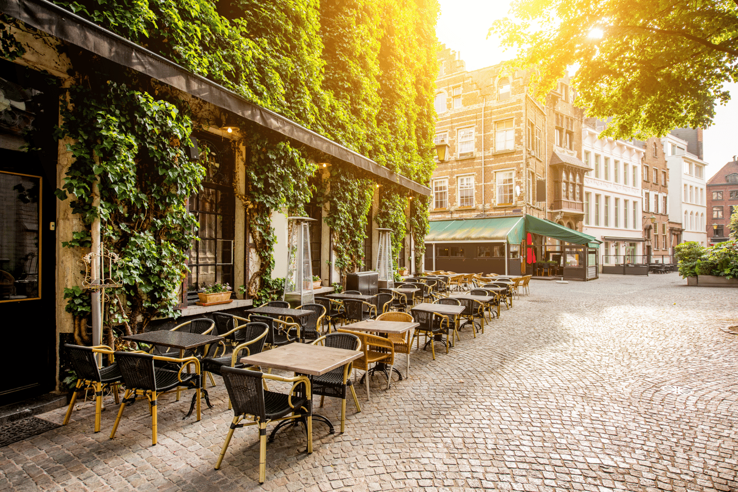 An outdoor terrace in Antwerp, Belgium