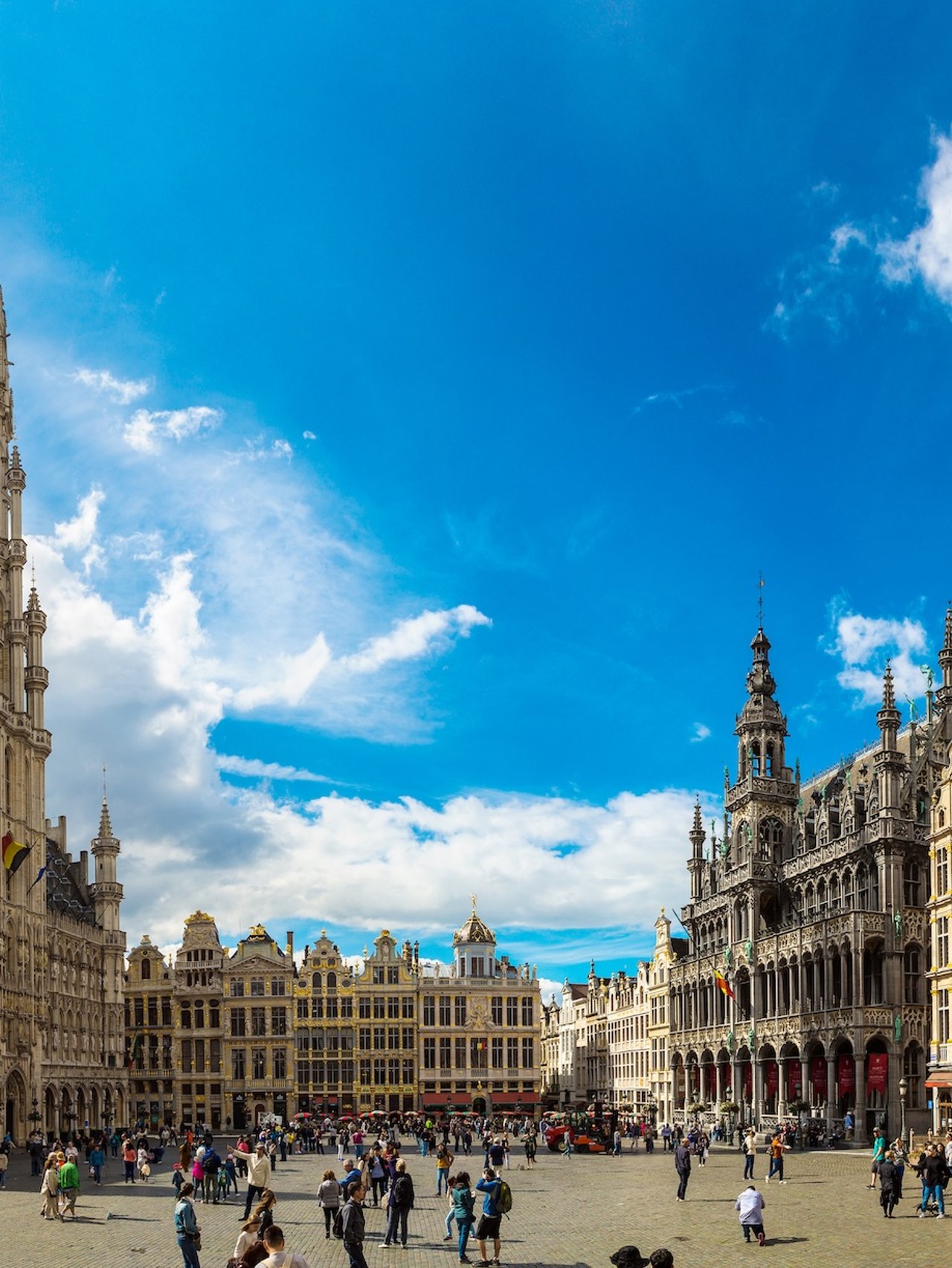 Panorama of The Grand Place in Brussels in a beautiful summer day, Belgium