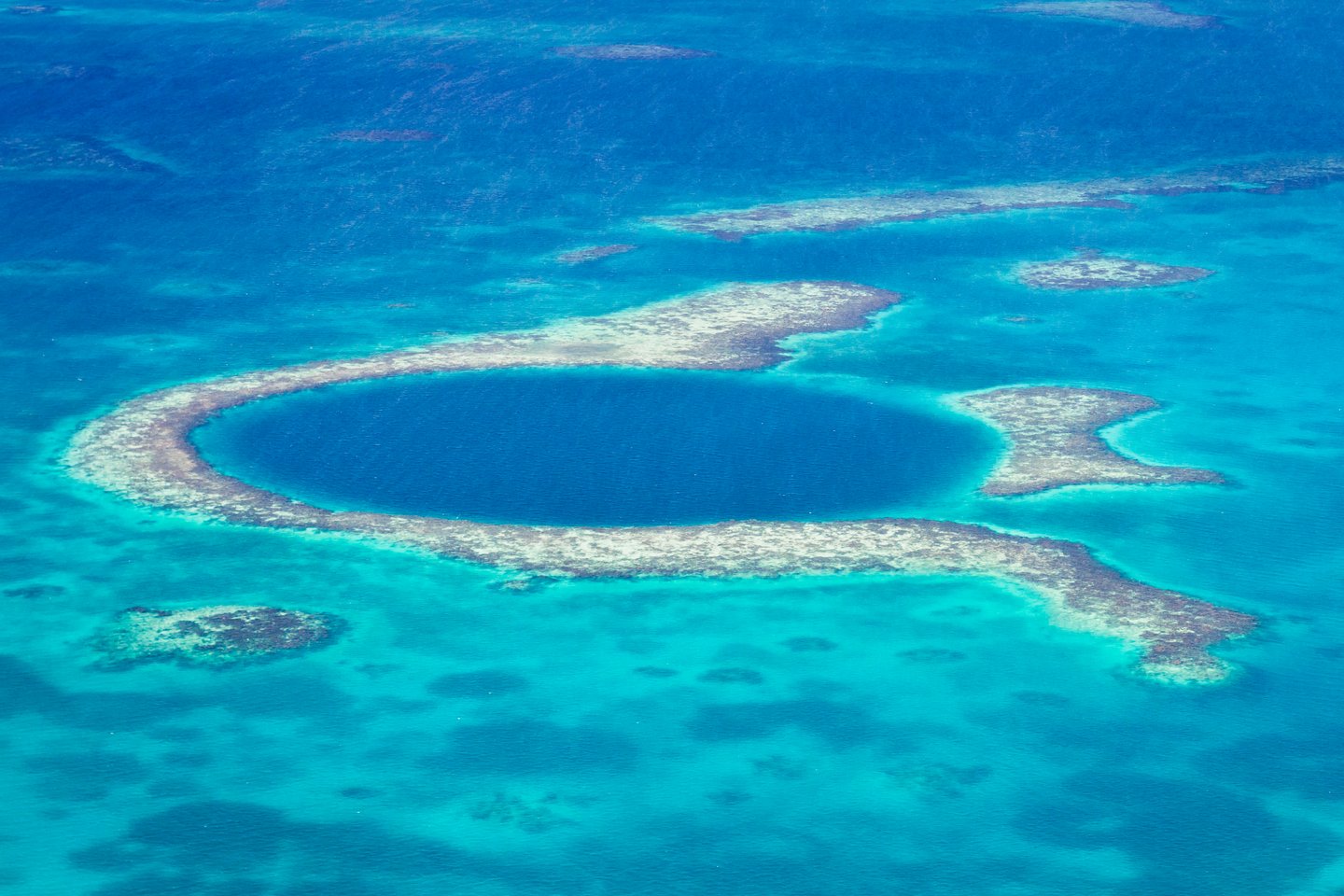 Looking down at Belize's Great Blue Hole