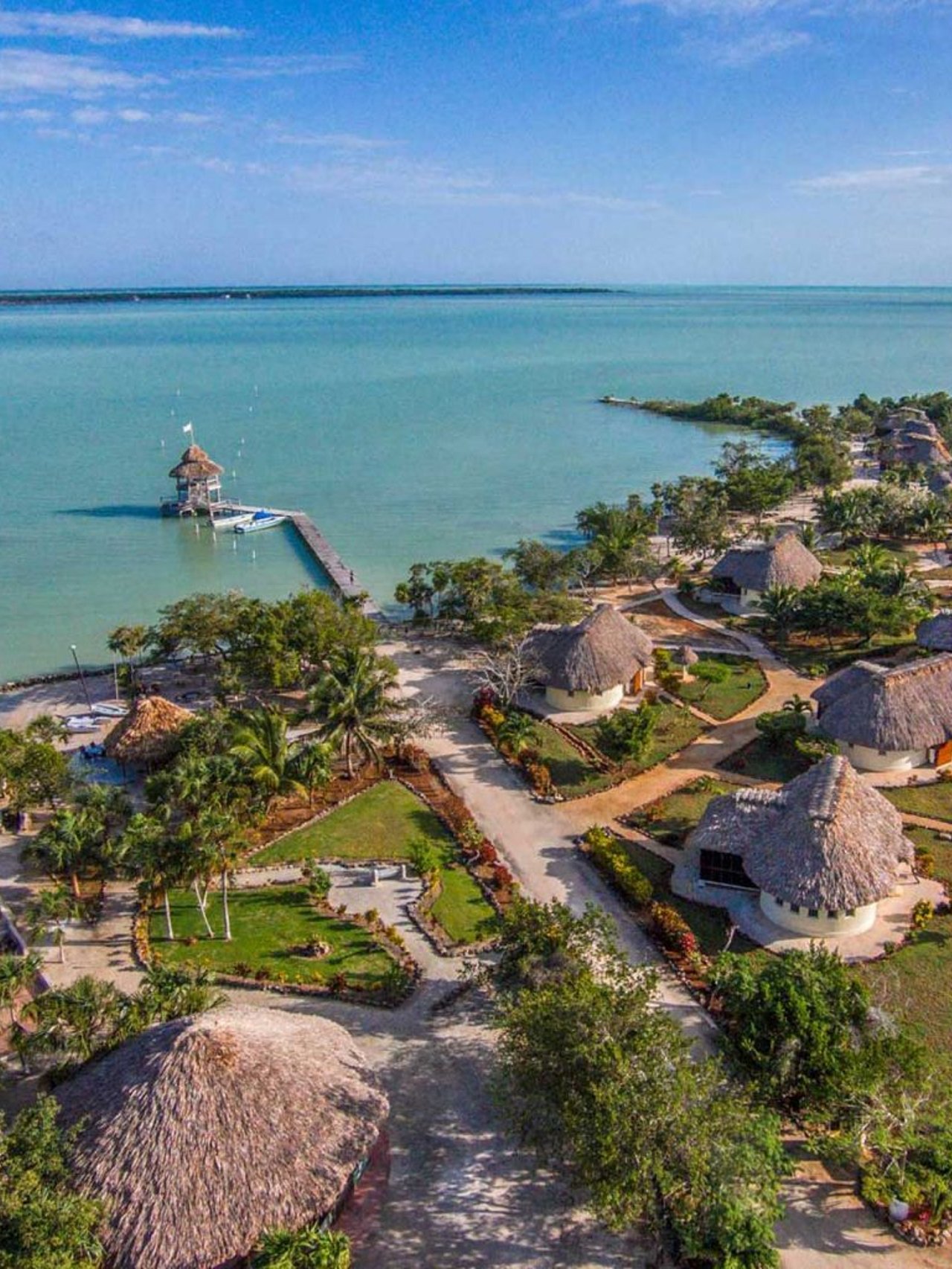 An aerial view of a resort in Corozal, Belize