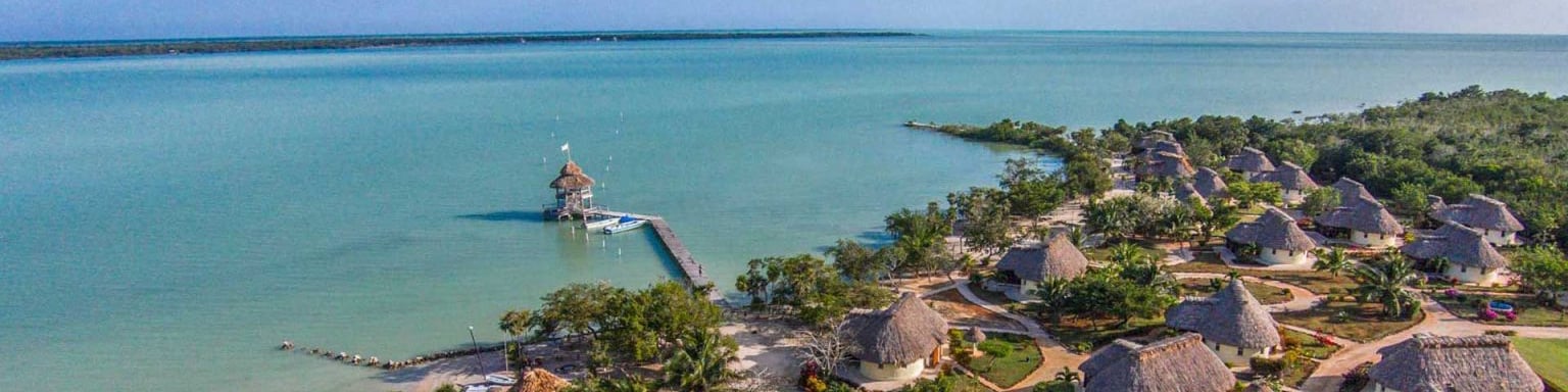 An aerial view of a resort in Corozal, Belize