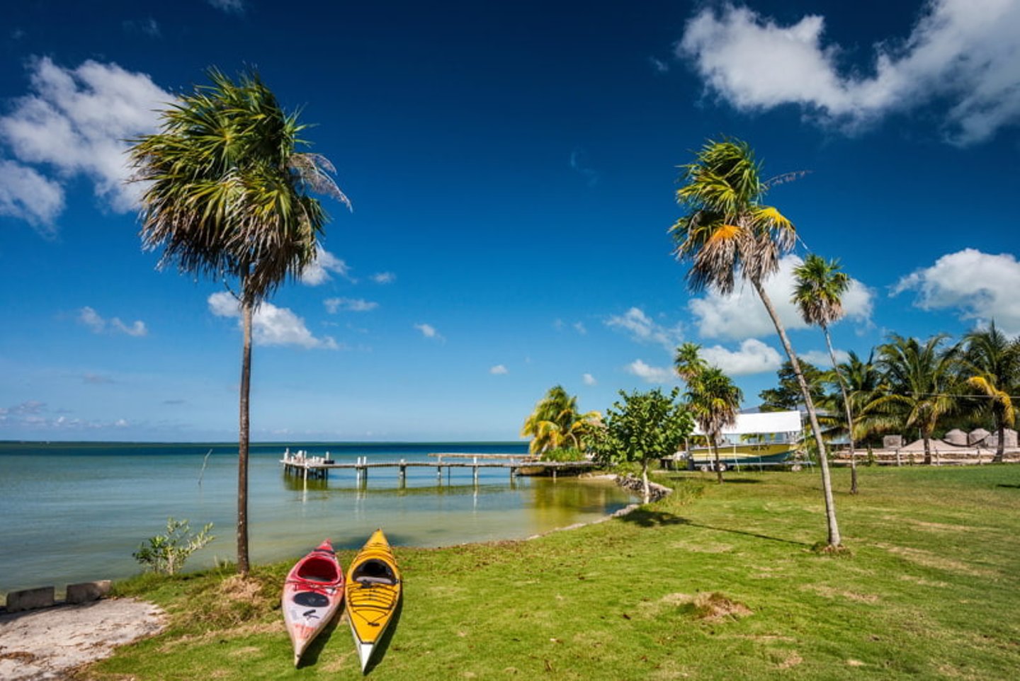 Kayaks on the shore in Corozal, Belize