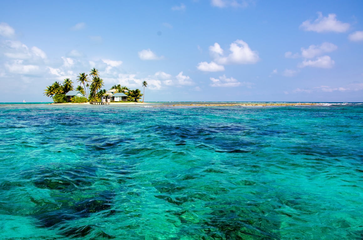A small islet in the Carribean Sea in Belize