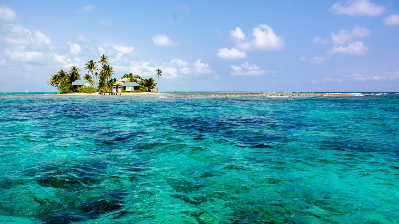 A small islet in the Carribean Sea in Belize