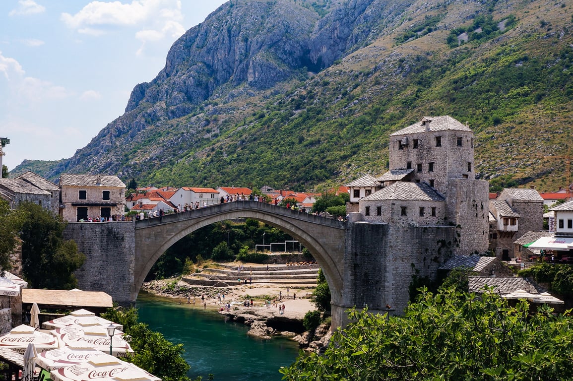 The Stare Most (old bridge) in Mostar, Bosnia and Herzevonia