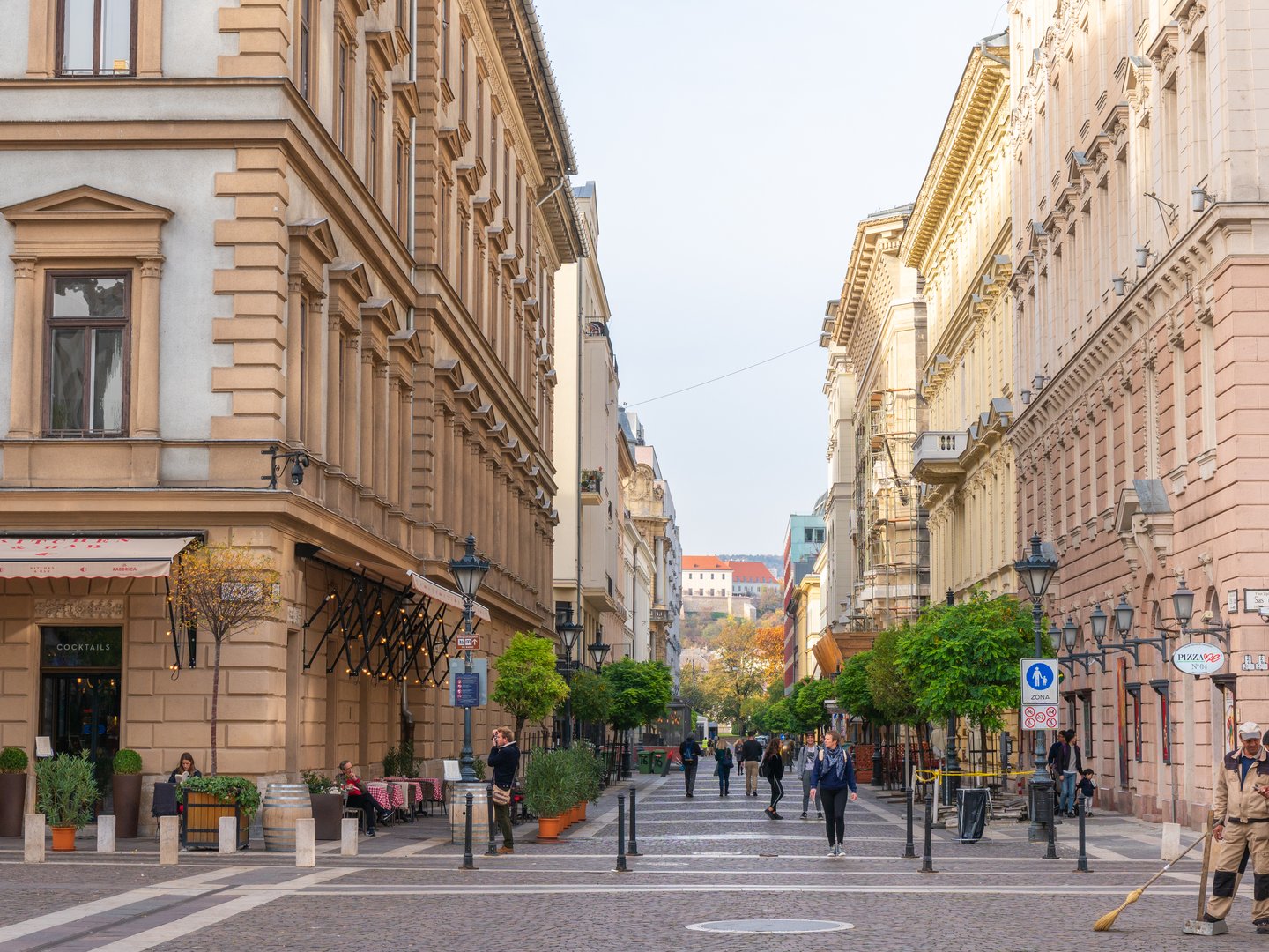 Wide streets and old buildings