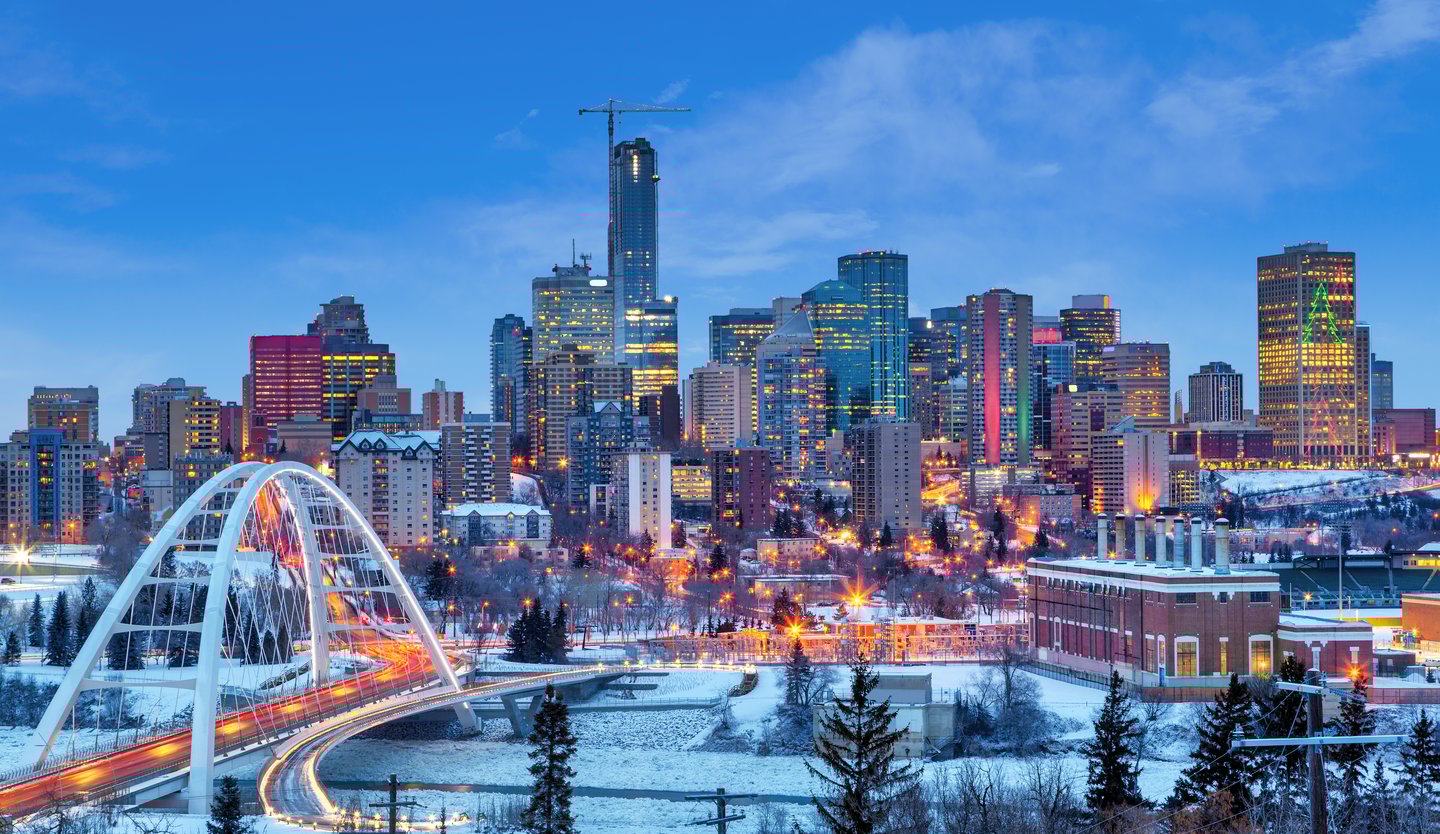 Edmonton dusted with snow during the winter