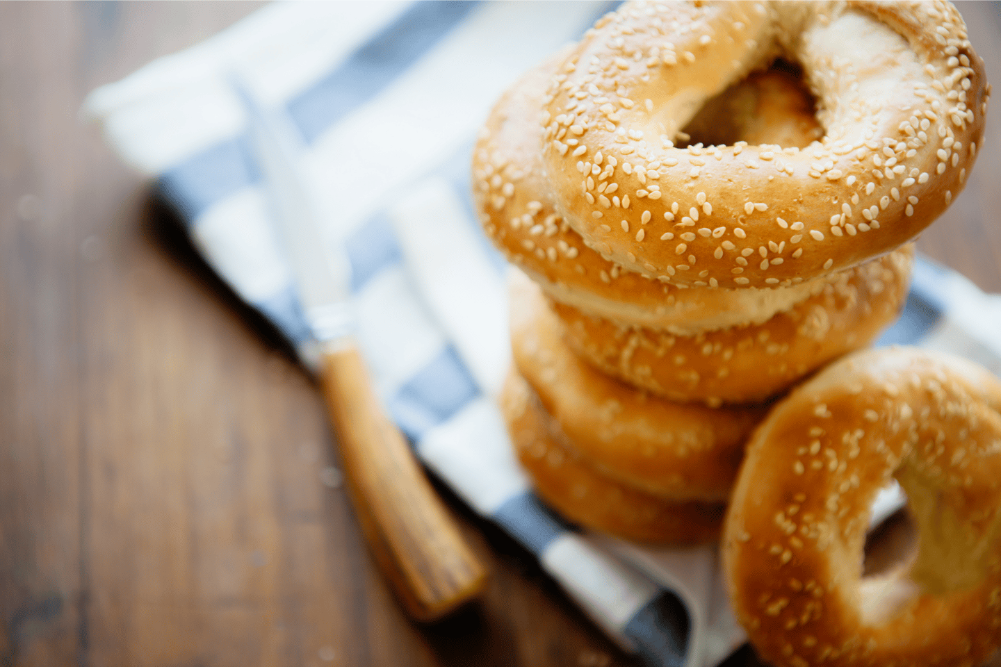 A stack of Montreal-style bagels