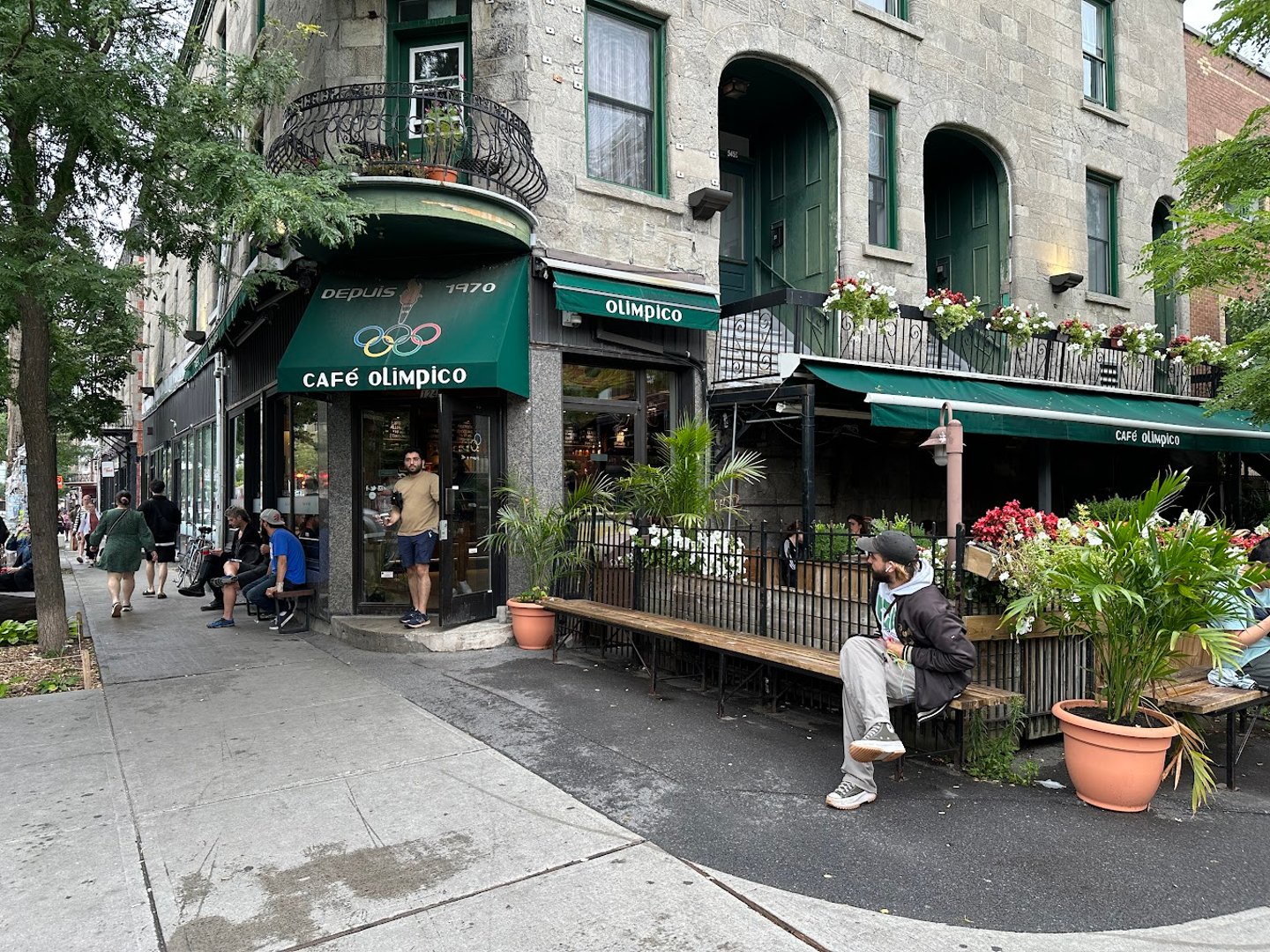 A man leaving a cafe in Mile End, Montreal