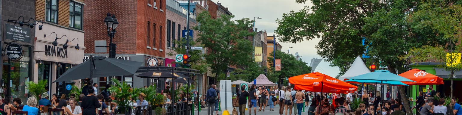 People sitting outside restaurants in Montreal