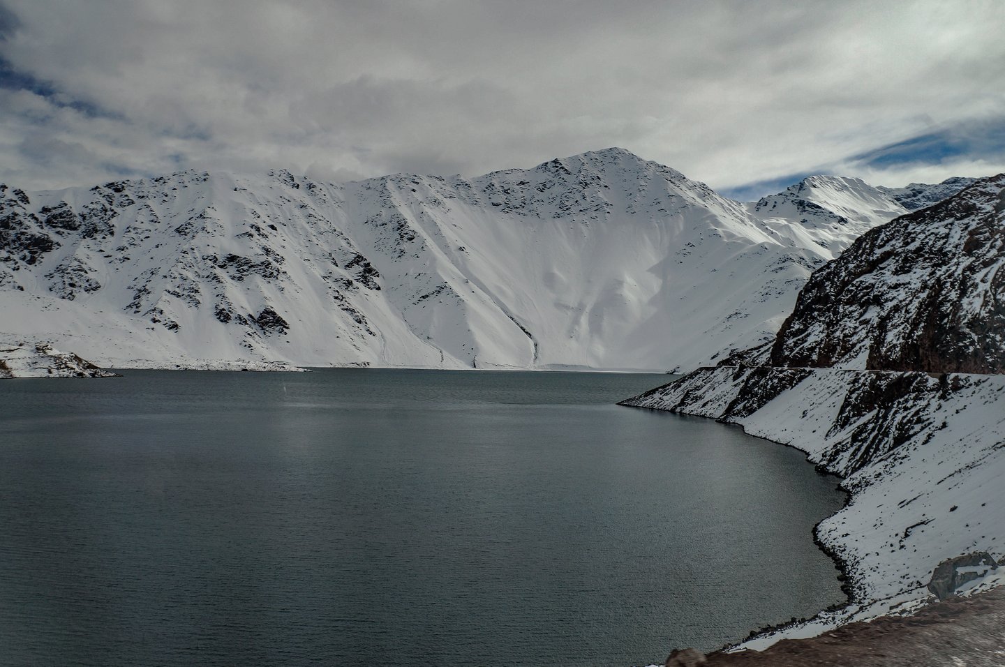 Silver lake in the Andes