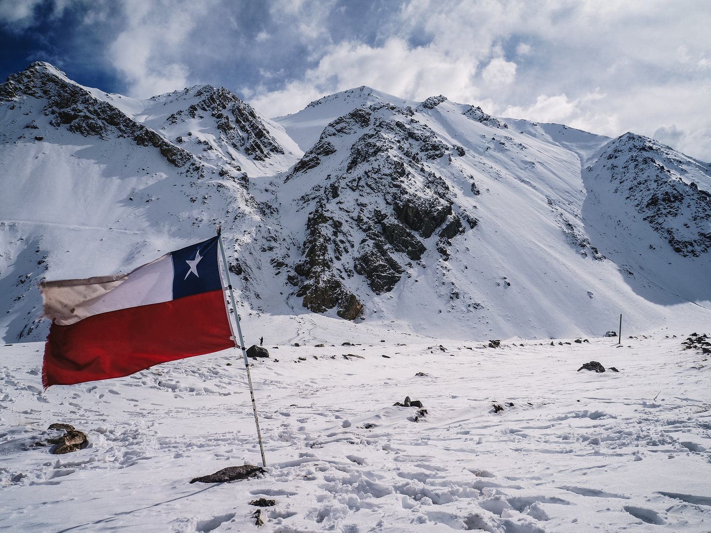 A Chilean flag in the snow