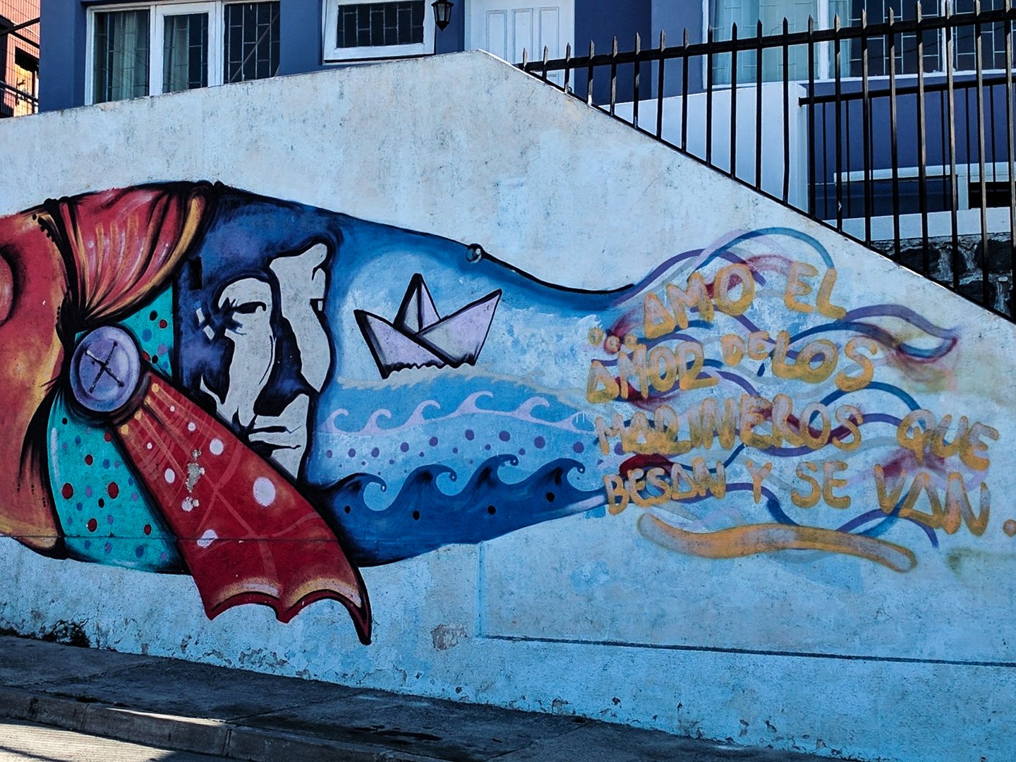 Fish street art in Valparaiso, Chile
