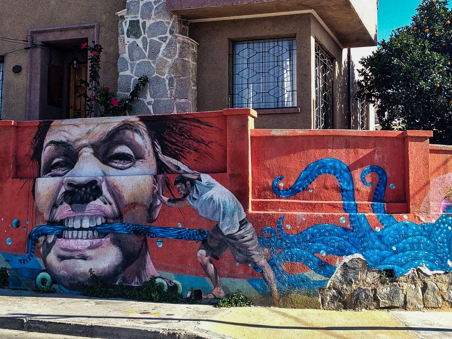 A mural on a wall in Valparaiso