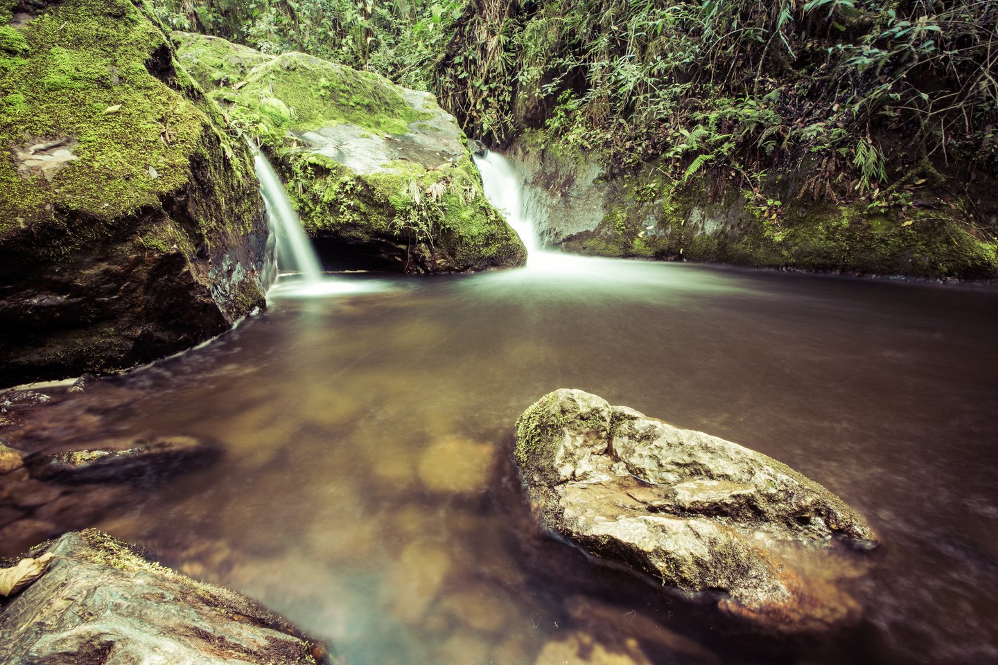 Small waterfalls in the river in Cocora Valley