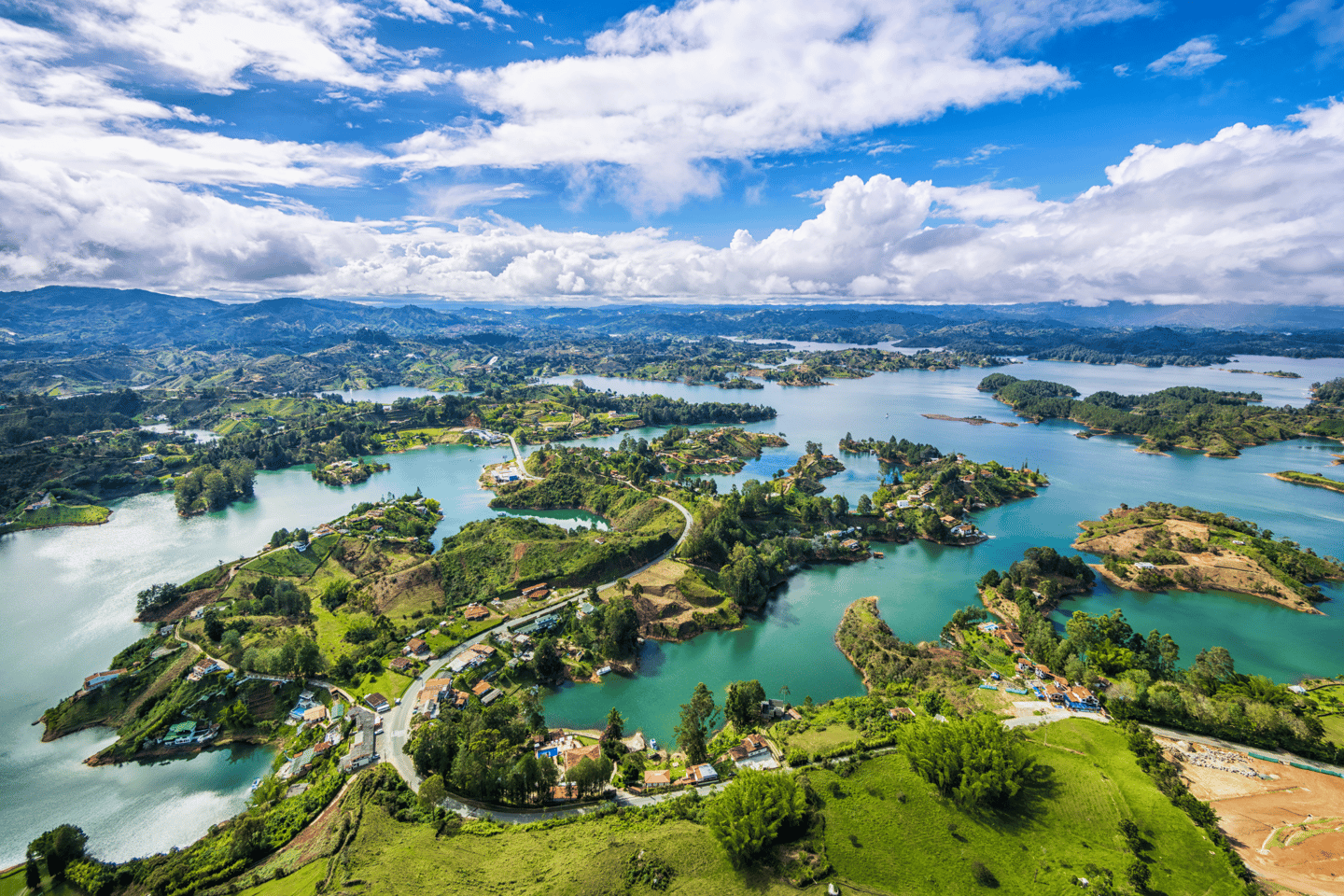 Guatape panoramic view from the Rock (La Piedra del Penol), near Medellin, Colombia